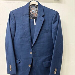 Pre-Owned Men's Indochino Blue Twill Suit; Size 30/30 Pants and 36R Jacket